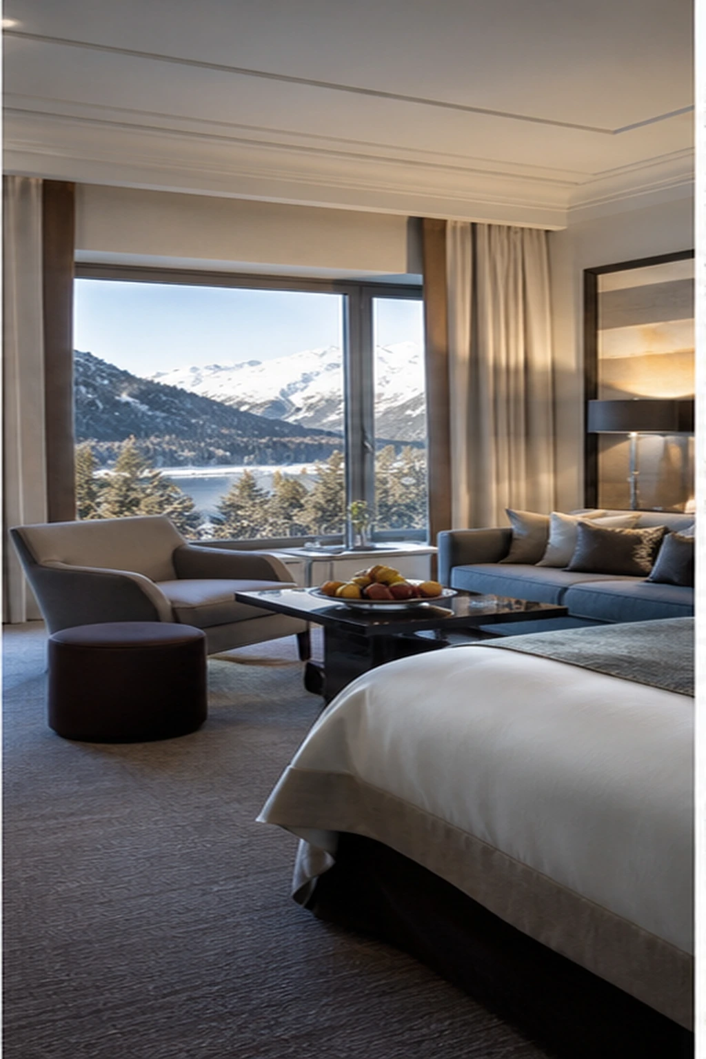 Fotorealistische Illustration zu st moritz luxury guide: accommodation and physical layout