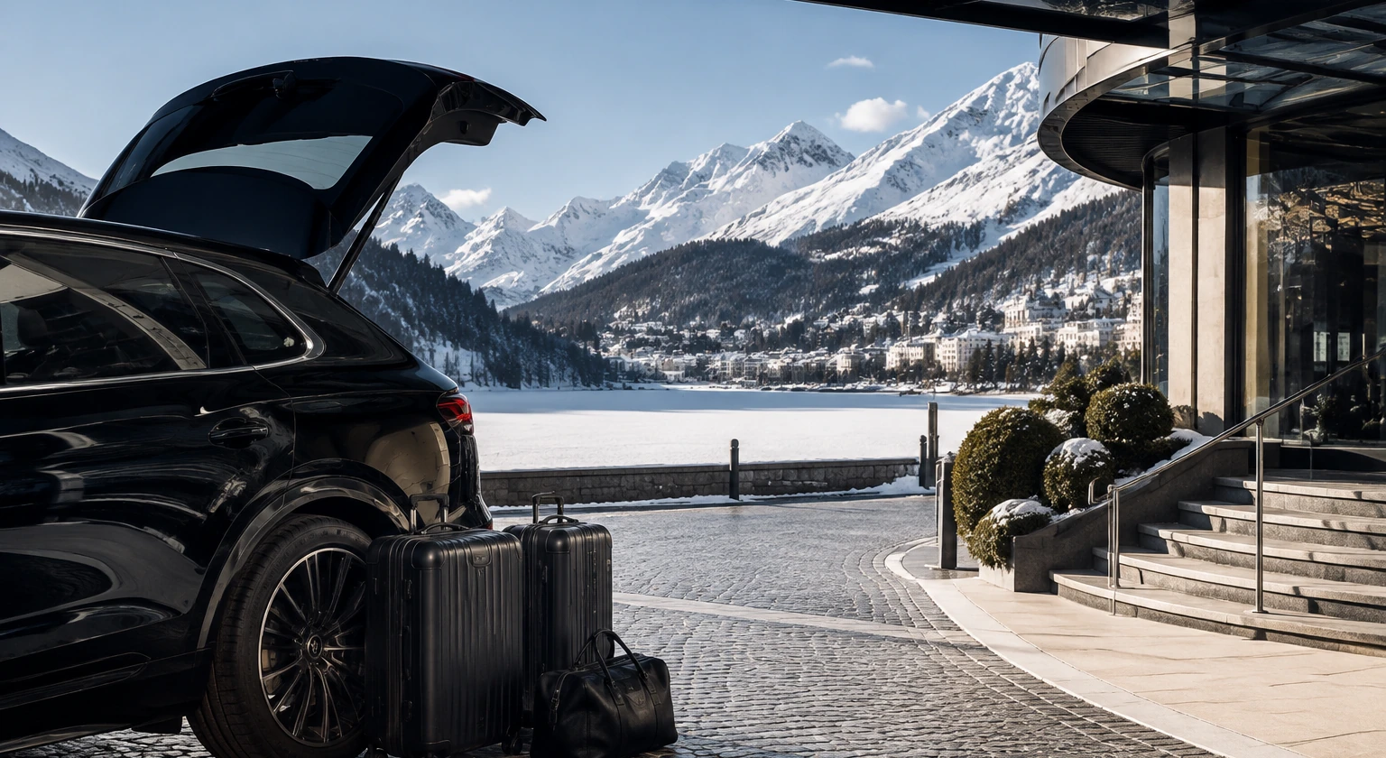Photorealistic illustration for st moritz luxury guide: logistics and service