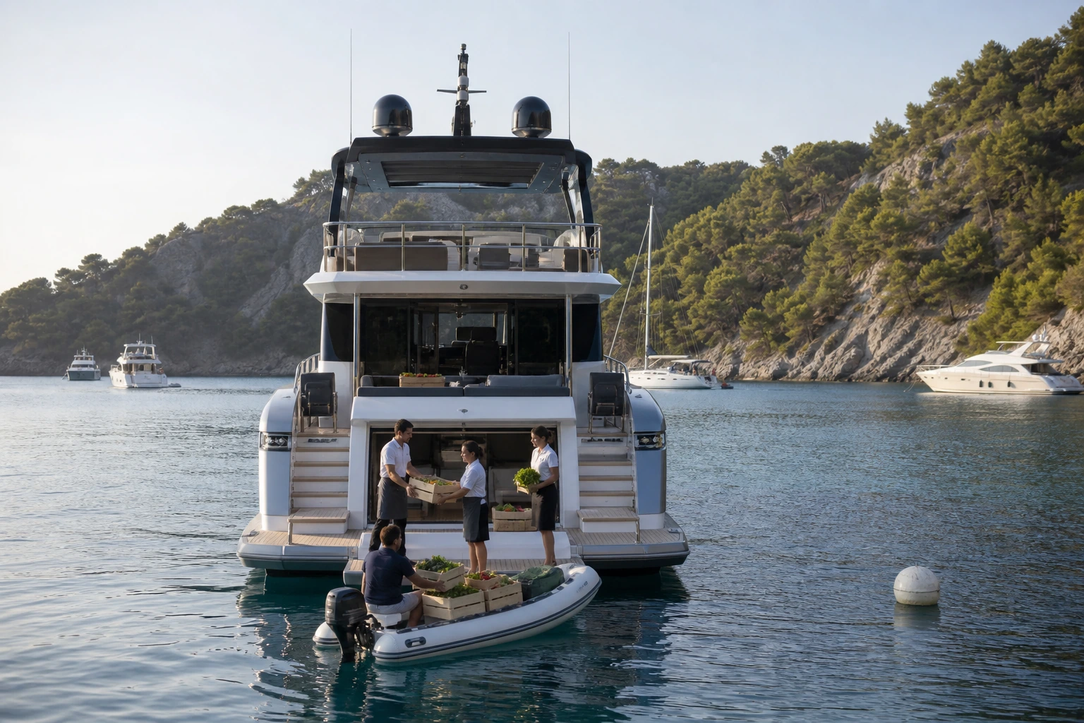 Illustration photoréaliste pour superyacht real cost : accommodation and physical layout