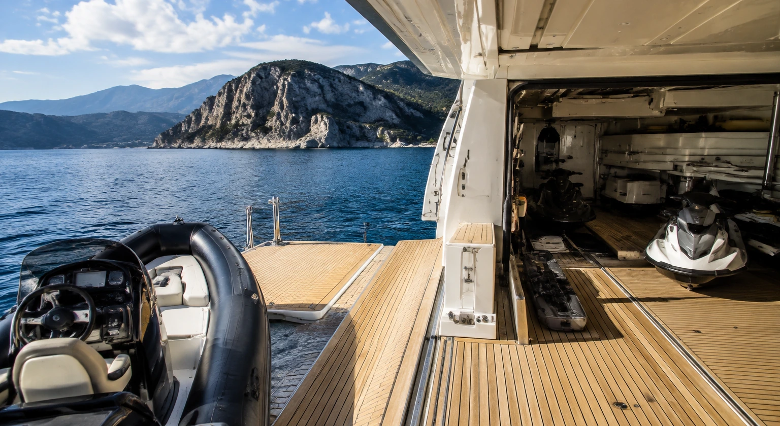 Photorealistic illustration for superyacht real cost: reality-check detail