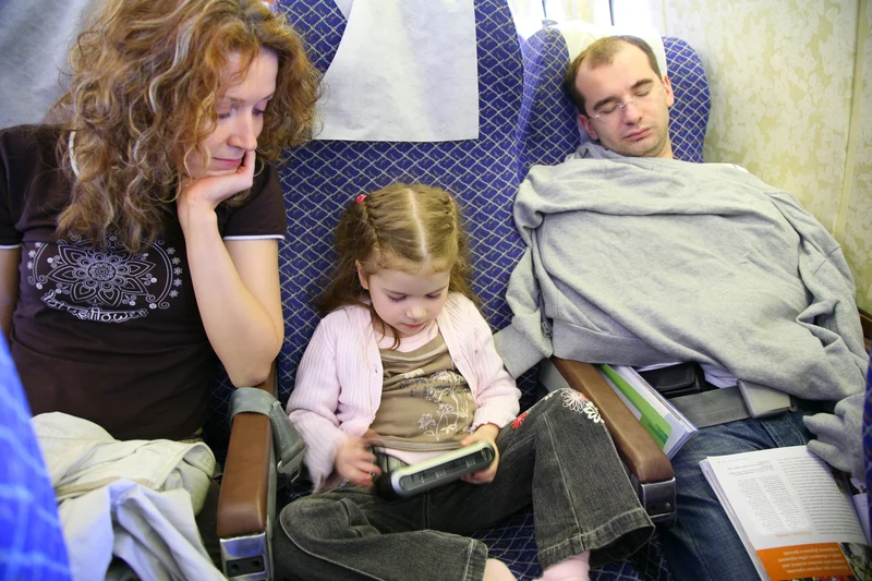Véritable famille en vol avec des besoins différents de repos et d'activité