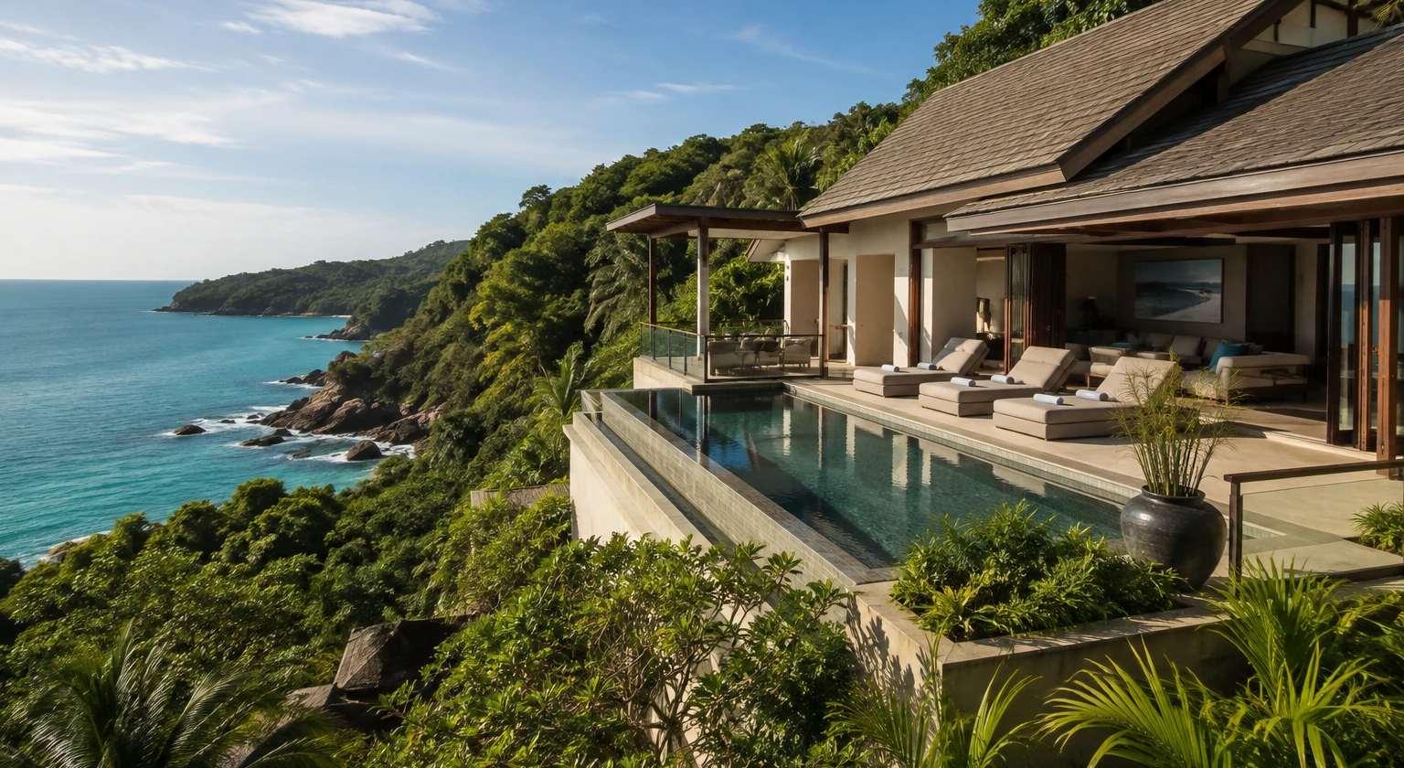 Photorealistic illustration for thailand villa location transfer: accommodation and physical layout