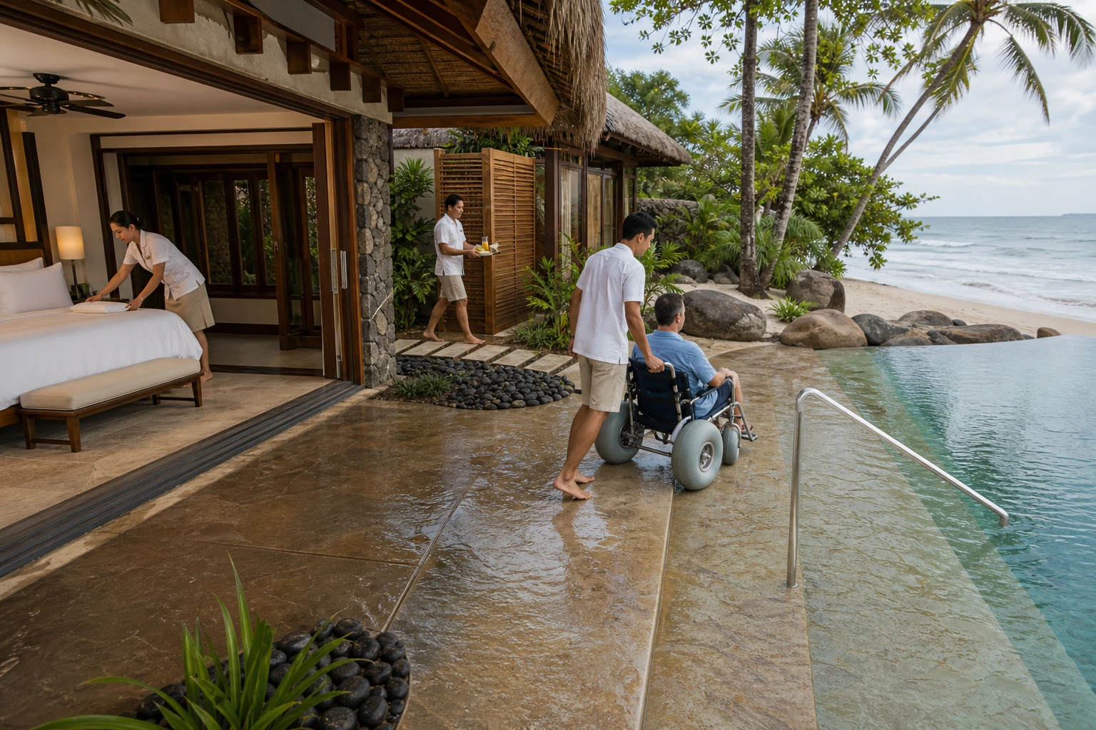Photorealistic illustration for thailand villa location transfer: accommodation and physical layout
