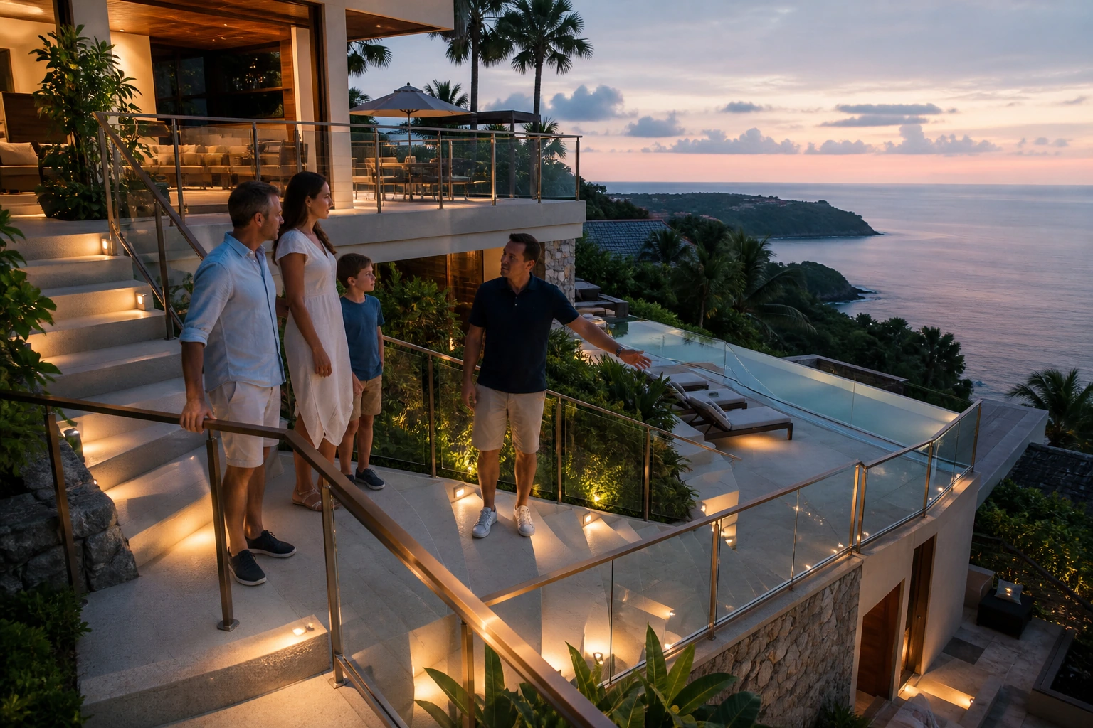 Photorealistic illustration for thailand villa location transfer: signature experience