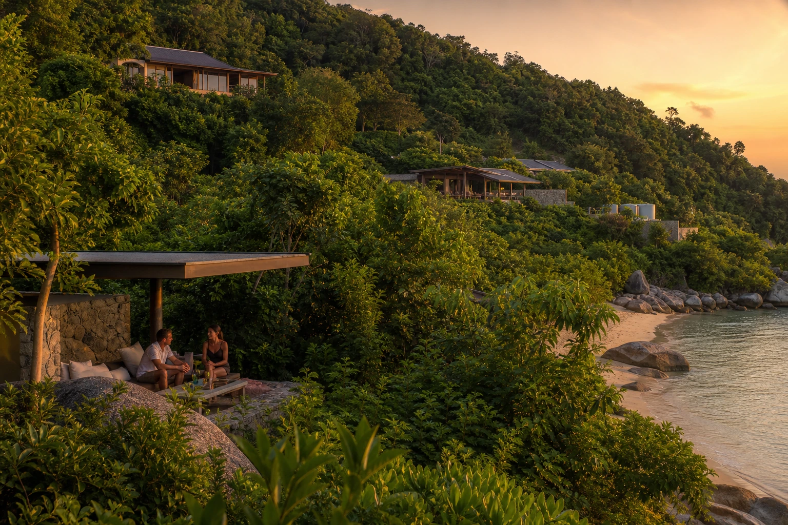 Photorealistic illustration for thailand villa location transfer: reality-check detail