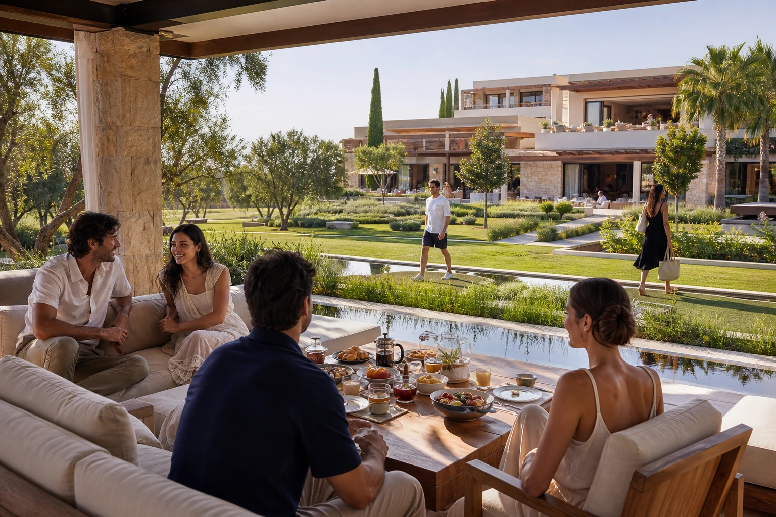 Illustration photoréaliste pour tuscany villa or hotel : setting and arrival