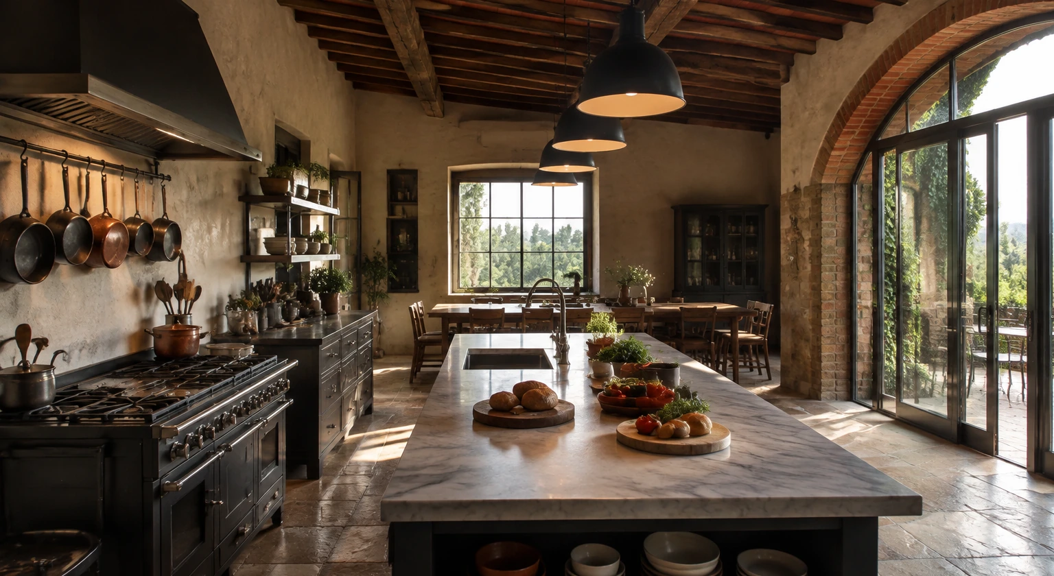 Photorealistic illustration for tuscany villa or hotel: accommodation and physical layout