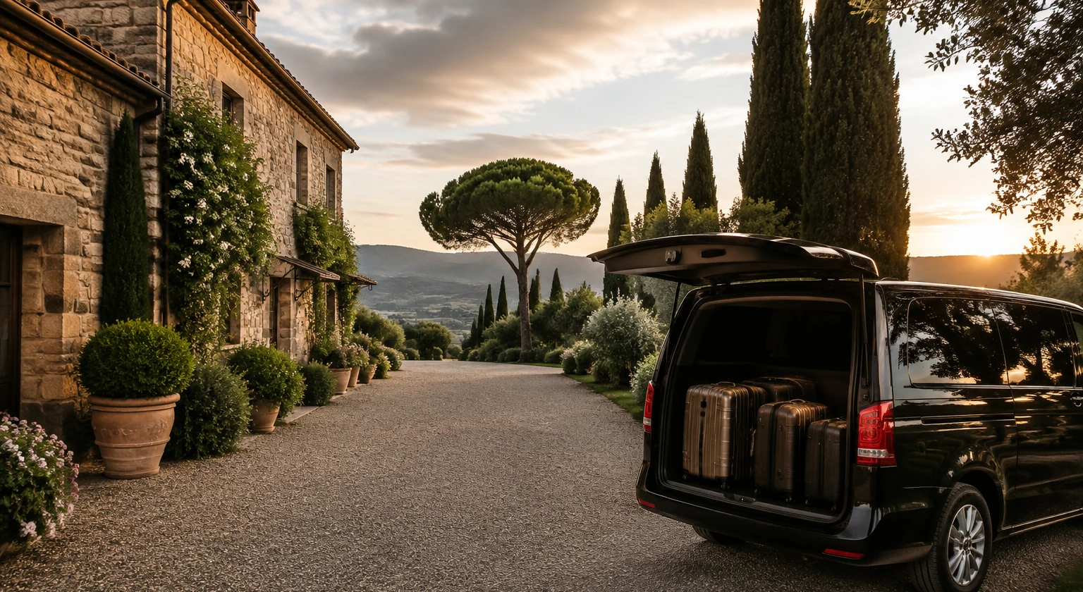 Photorealistic illustration for tuscany villa or hotel: logistics and service
