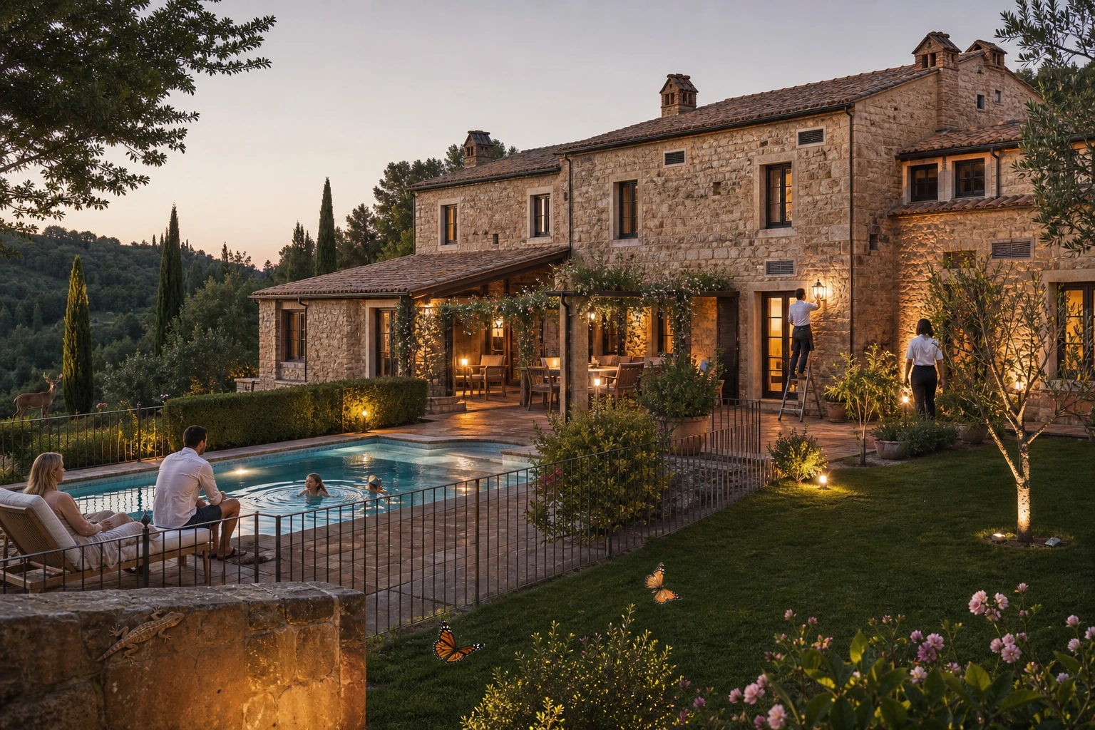 Illustration photoréaliste pour tuscany villa or hotel : logistics and service