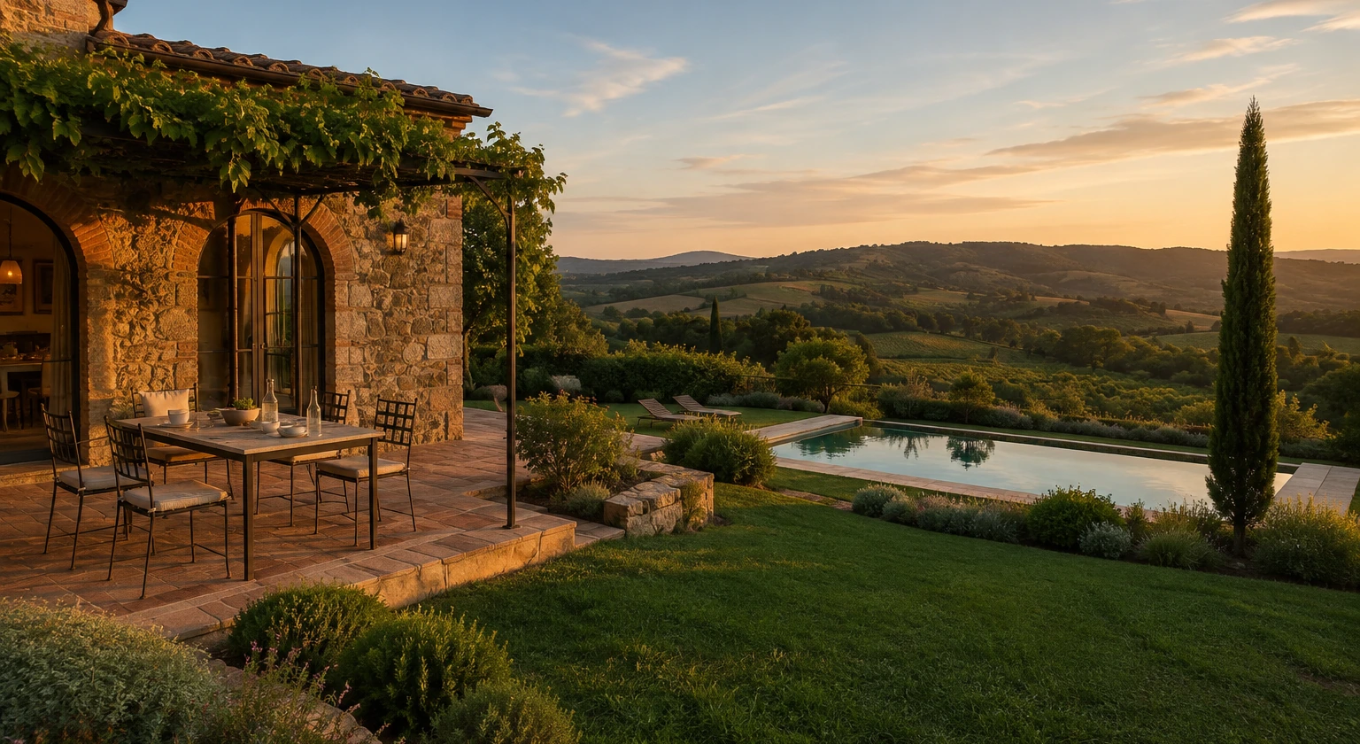 Photorealistic illustration for tuscany villa or hotel: reality-check detail