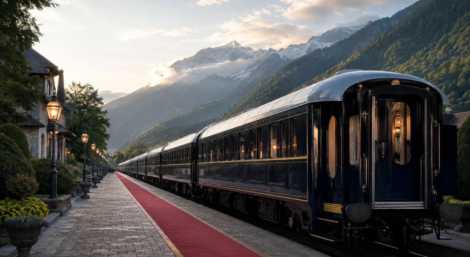 Photorealistic illustration for venice simplon orient express worth it: setting and arrival