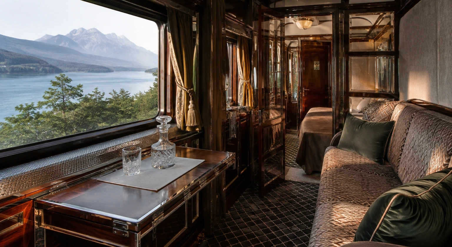 Photorealistic illustration for venice simplon orient express worth it: logistics and service