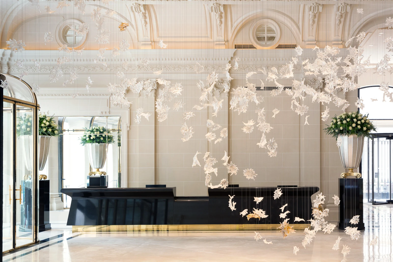 Reception desk in the lobby of The Peninsula Paris
