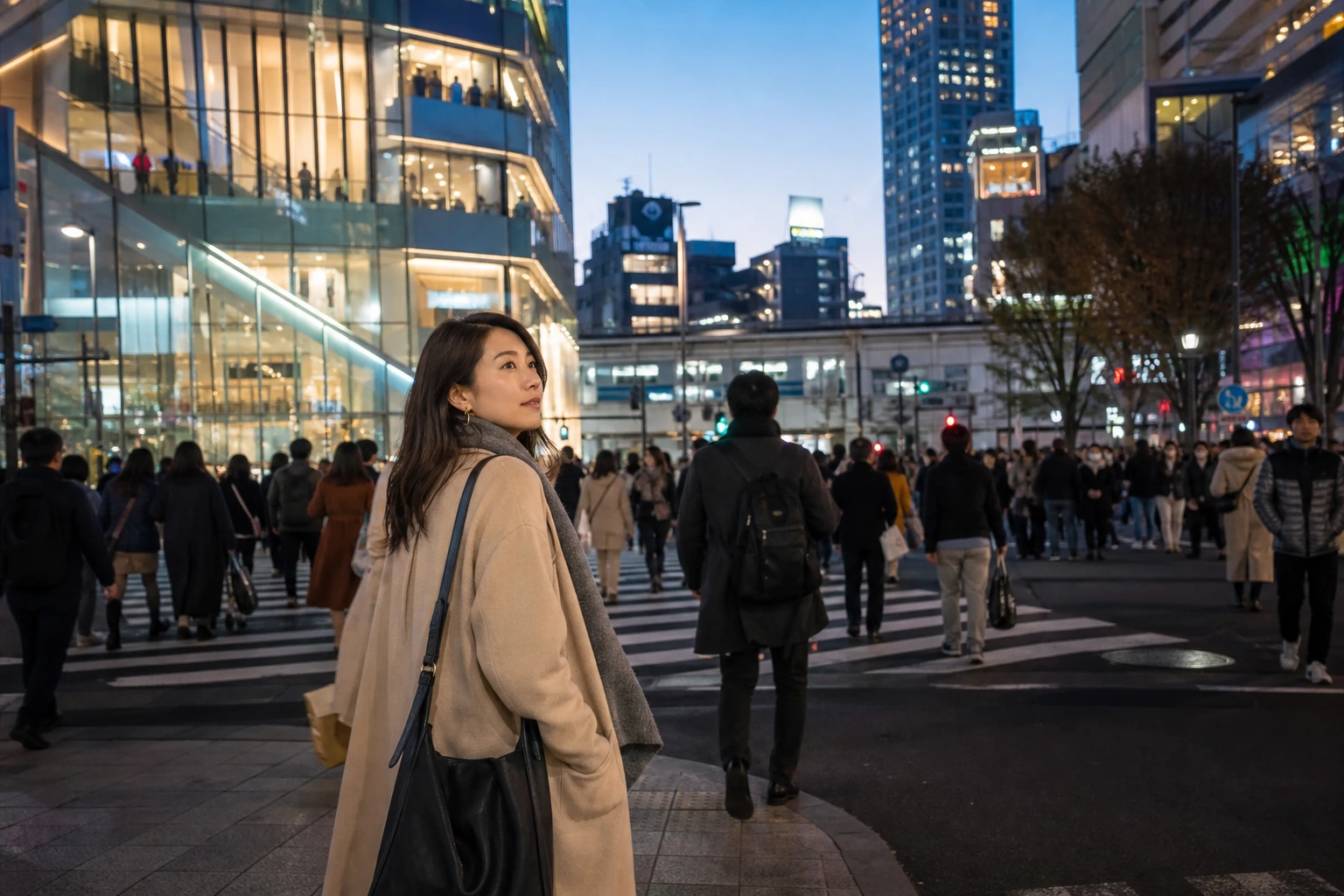 Nächtliche Strassenszene in Shibuya, Tokio