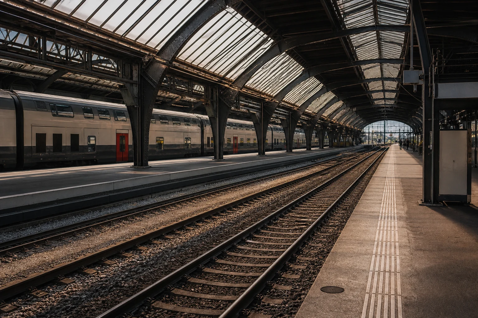 Tracks and platforms inside Zurich main station
