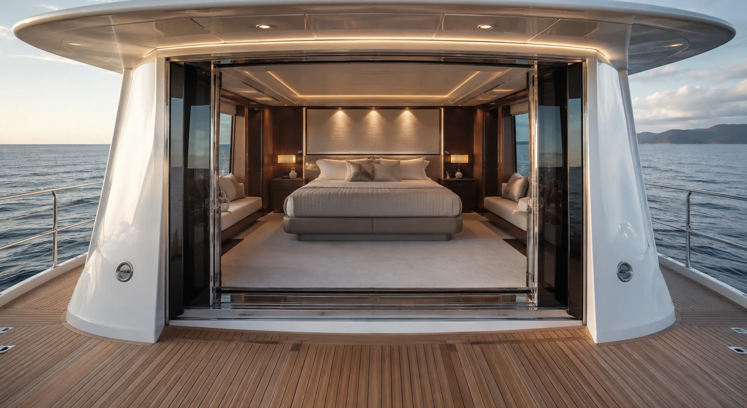 Photorealistic illustration for yacht cabins layout: accommodation and physical layout