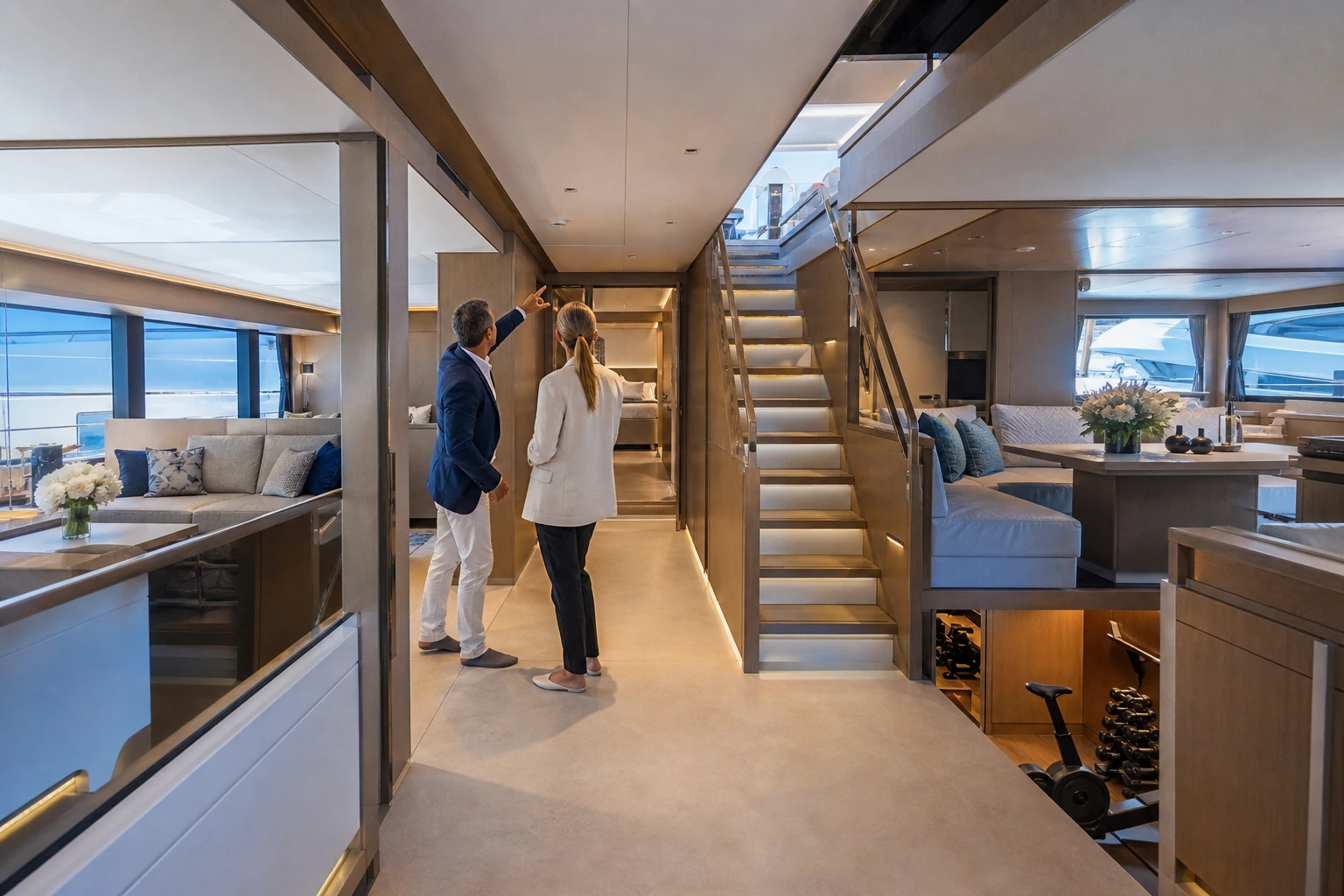 Photorealistic illustration for yacht cabins layout: reality-check detail