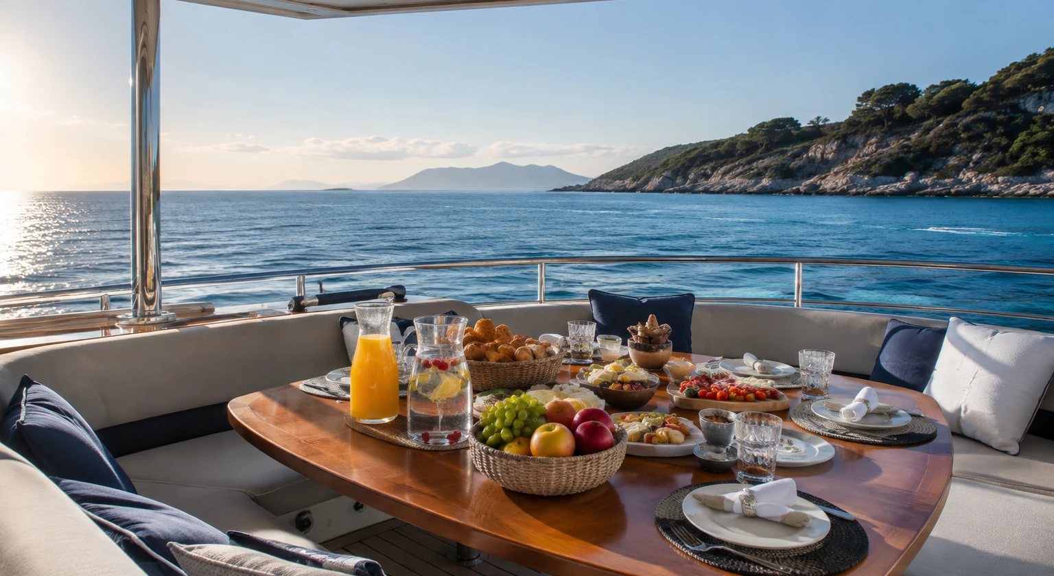 Photorealistic illustration for yacht charter apa costs: signature experience