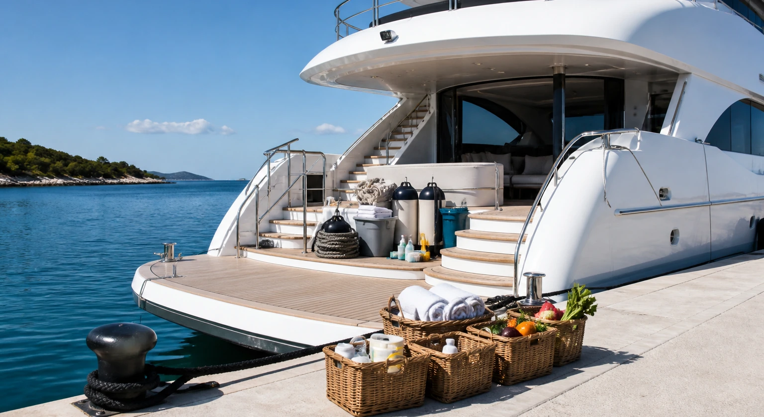 Photorealistic illustration for yacht charter apa costs: logistics and service