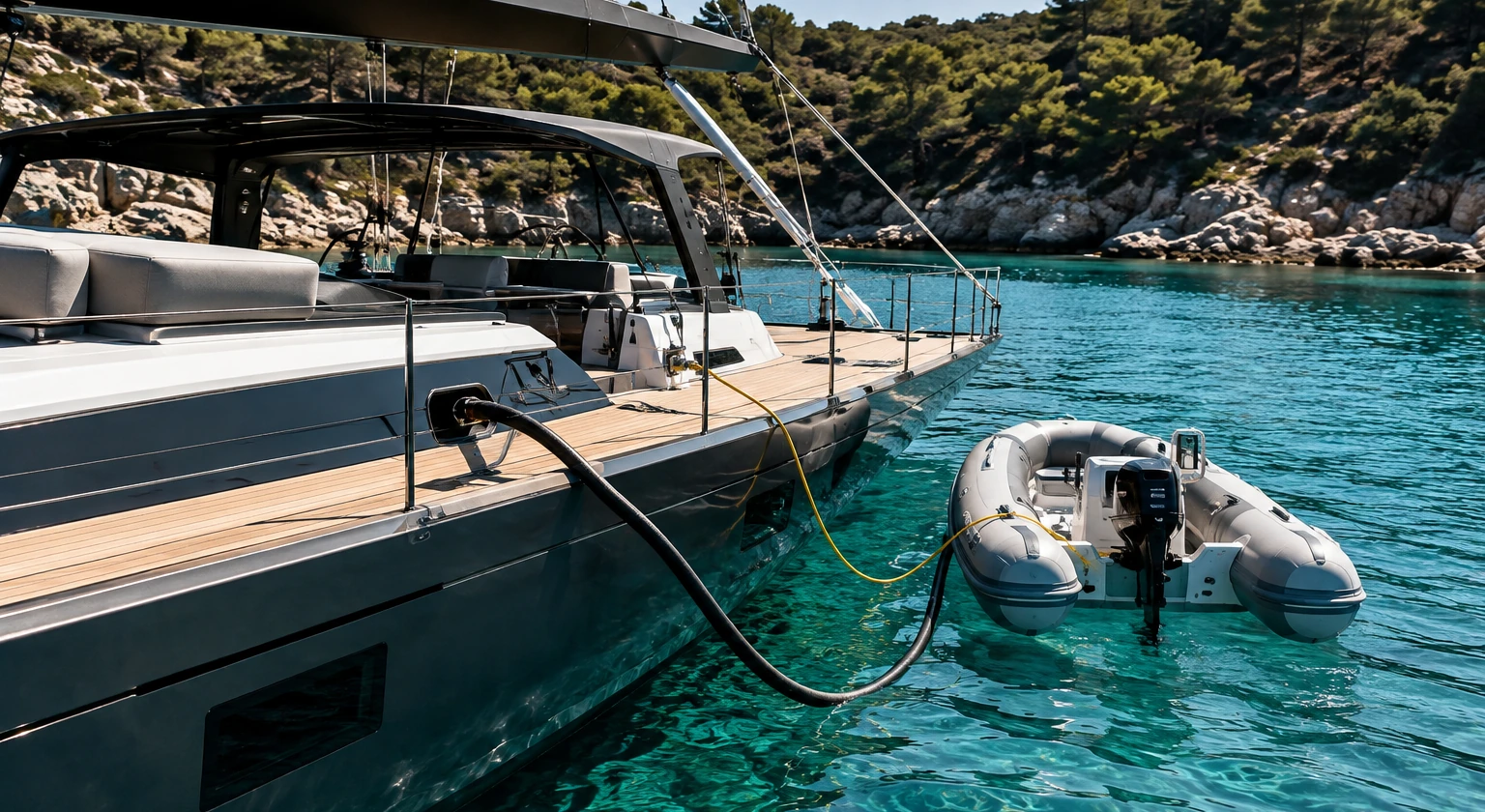 Photorealistic illustration for yacht charter apa costs: reality-check detail