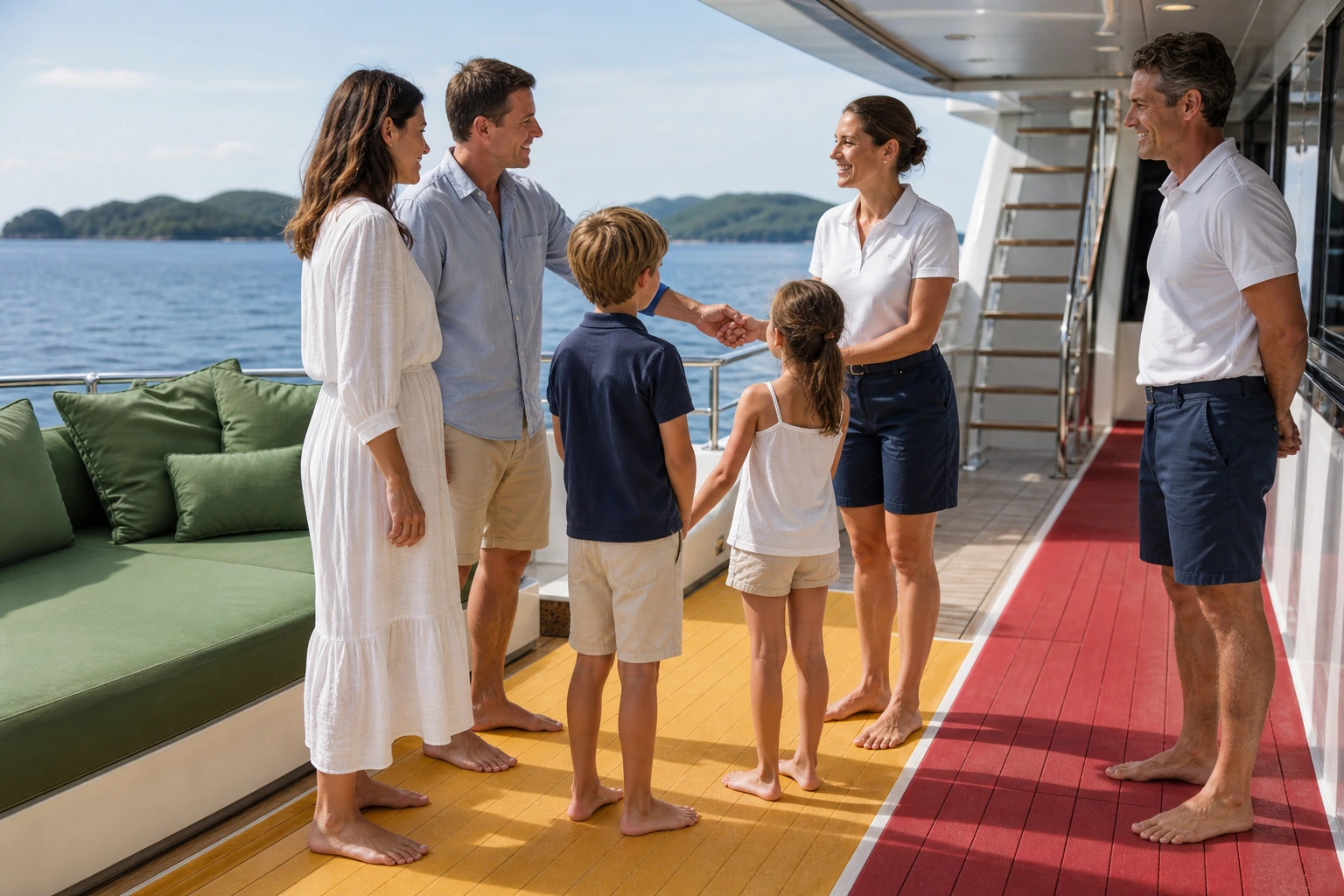 Photorealistic illustration for yacht charter with children: accommodation and physical layout