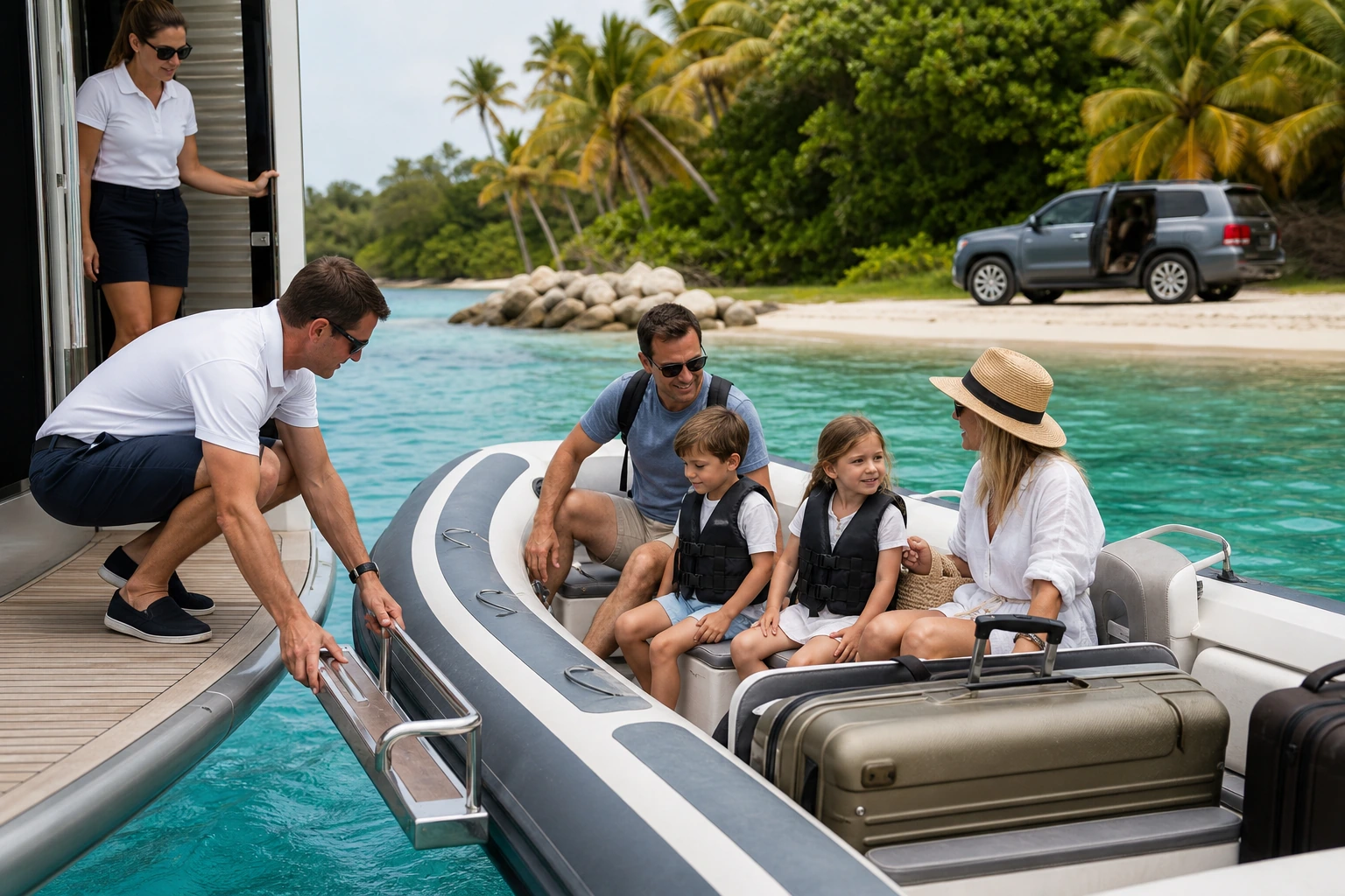 Photorealistic illustration for yacht charter with children: signature experience