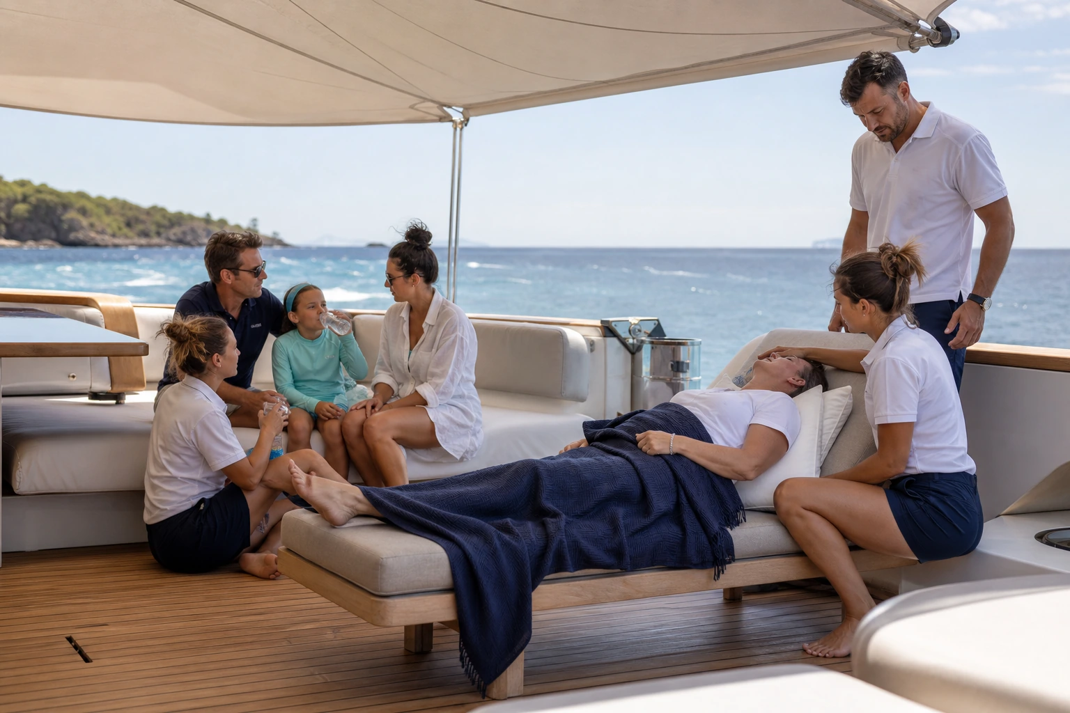 Photorealistic illustration for yacht charter with children: logistics and service