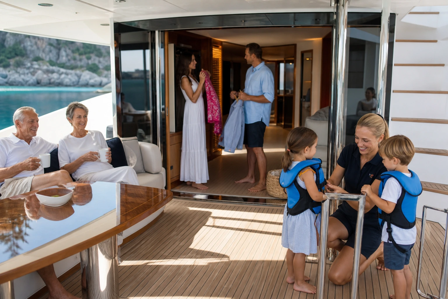 Illustration photoréaliste pour yacht crew briefing : logistics and service