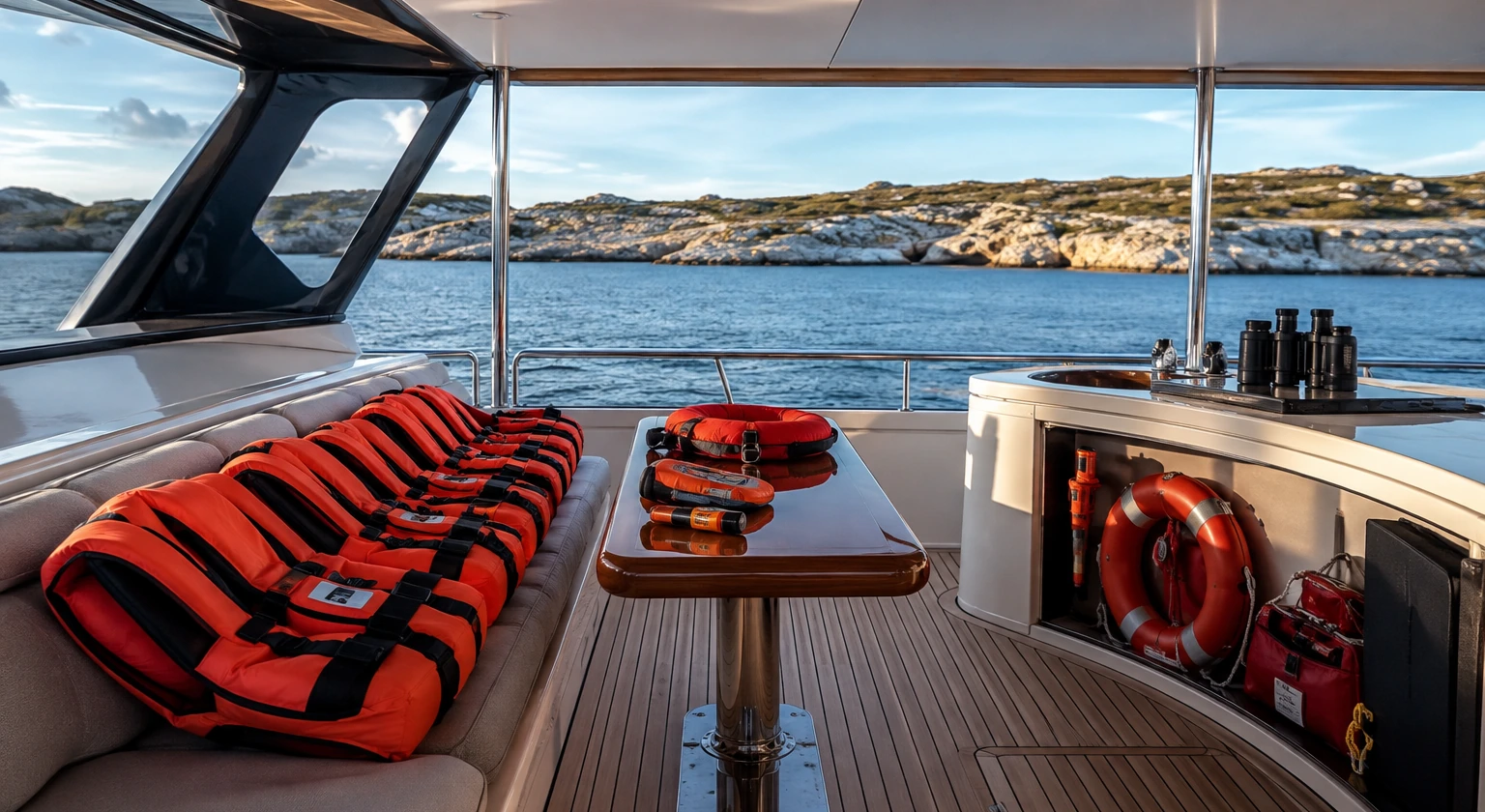 Safety and lifejacket briefing before a yacht departs