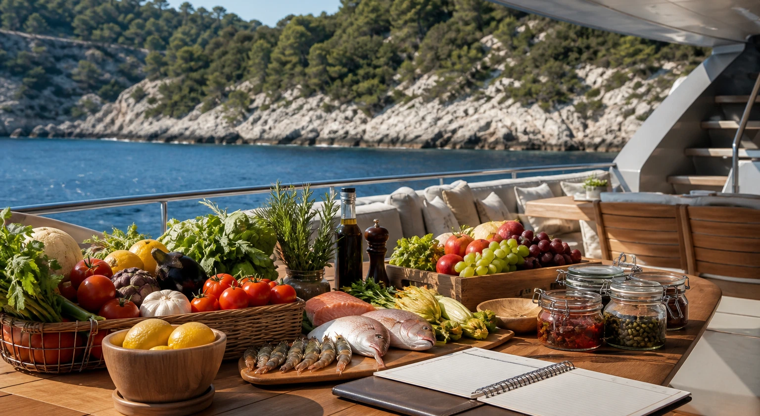 A yacht chef planning provisions from detailed guest preferences
