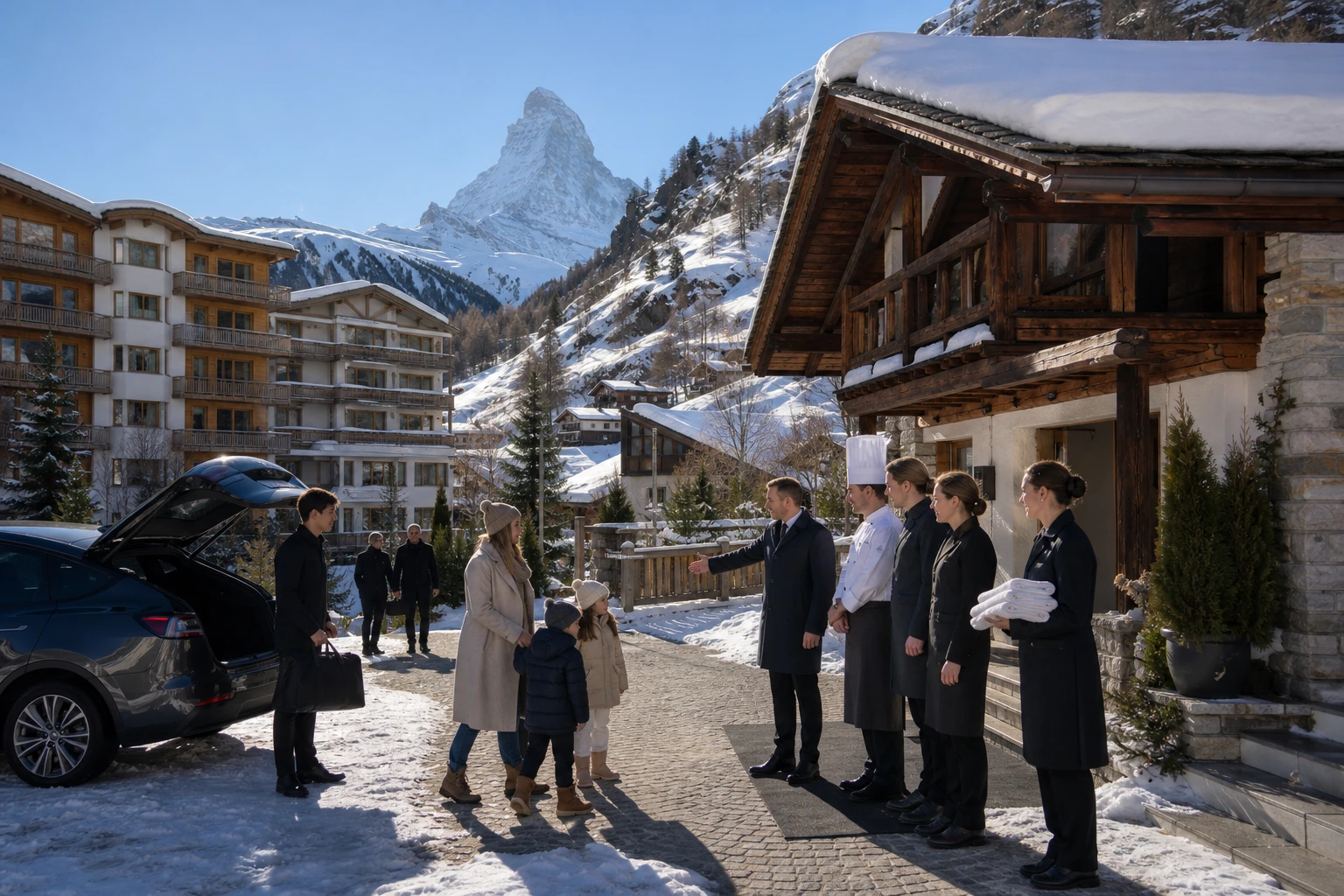 Photorealistic illustration for zermatt luxury guide: accommodation and physical layout