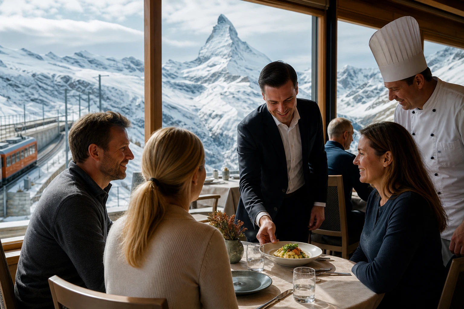 Photorealistic illustration for zermatt luxury guide: logistics and service