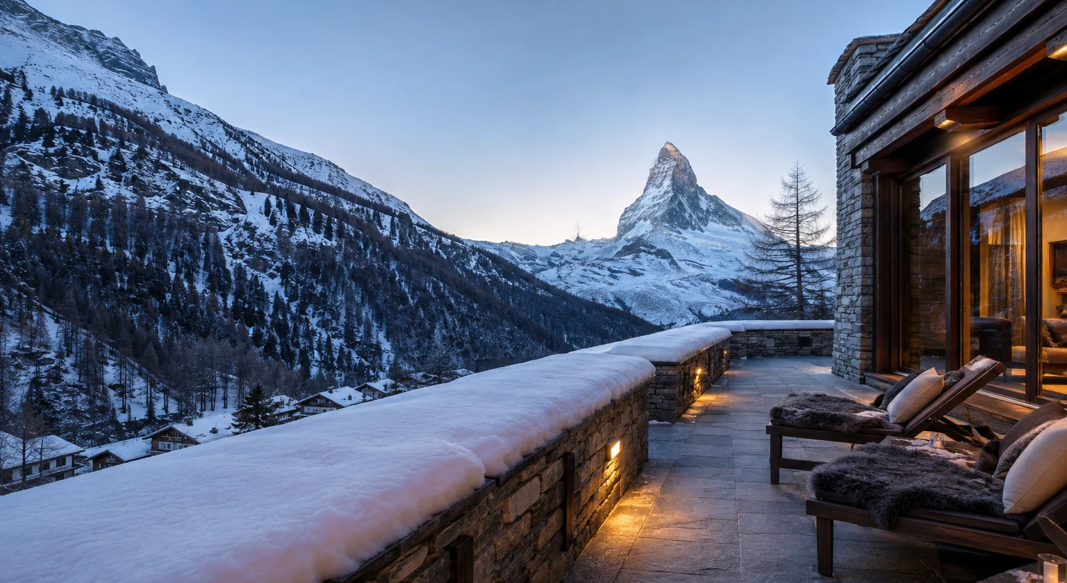 Photorealistic illustration for zermatt luxury guide: reality-check detail