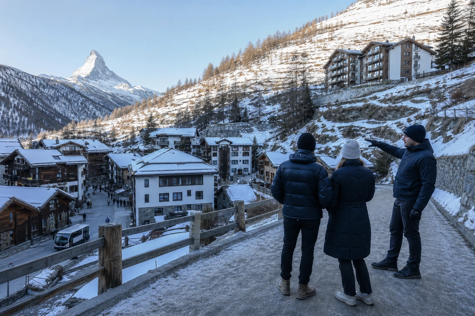 Photorealistic illustration for zermatt room view: accommodation and physical layout