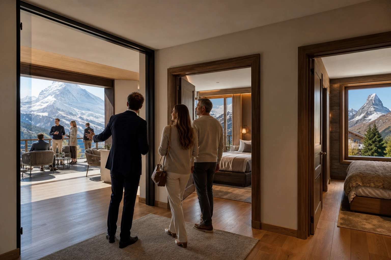 Photorealistic illustration for zermatt room view: logistics and service