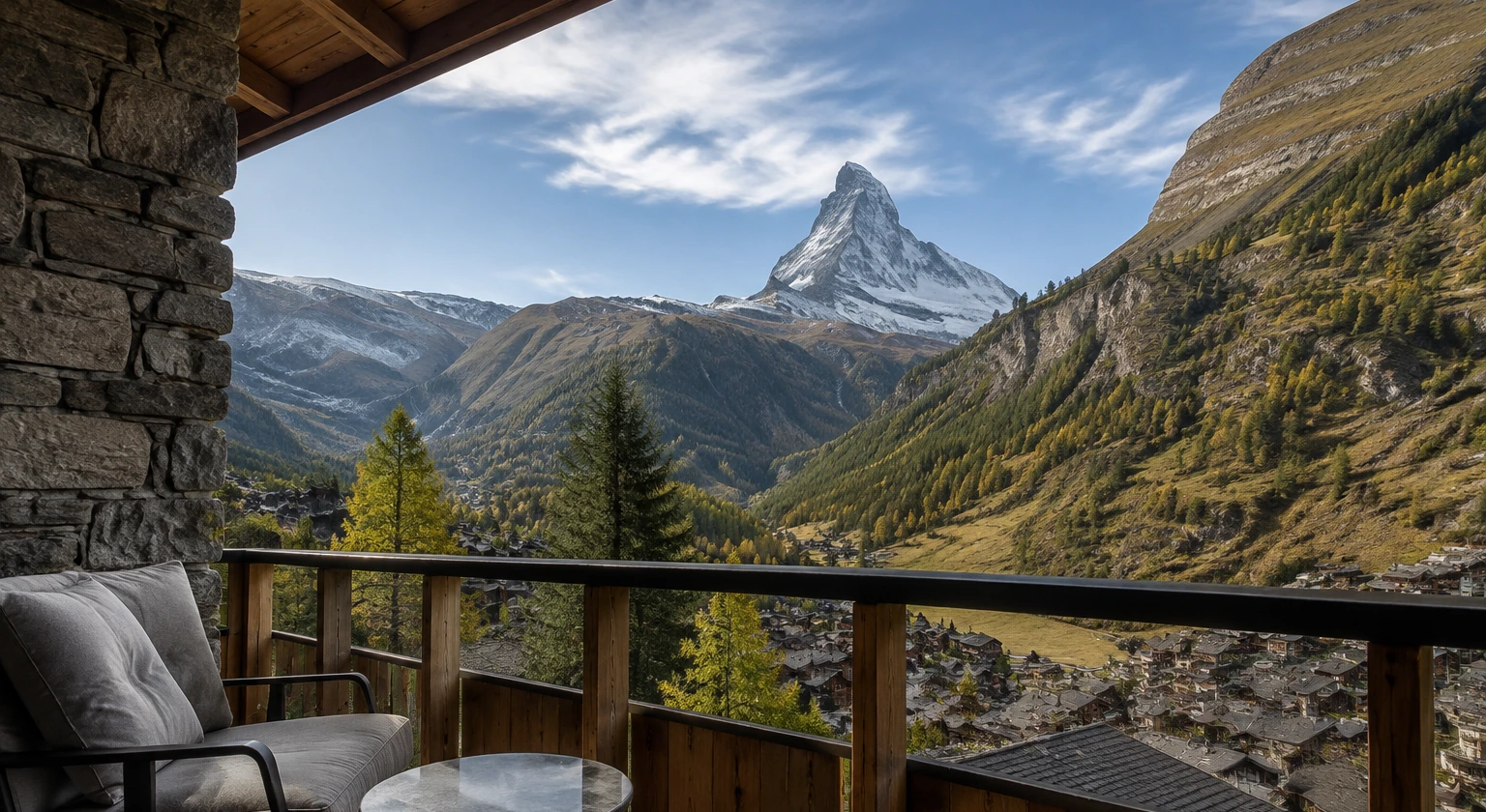 Photorealistic illustration for zermatt room view: reality-check detail