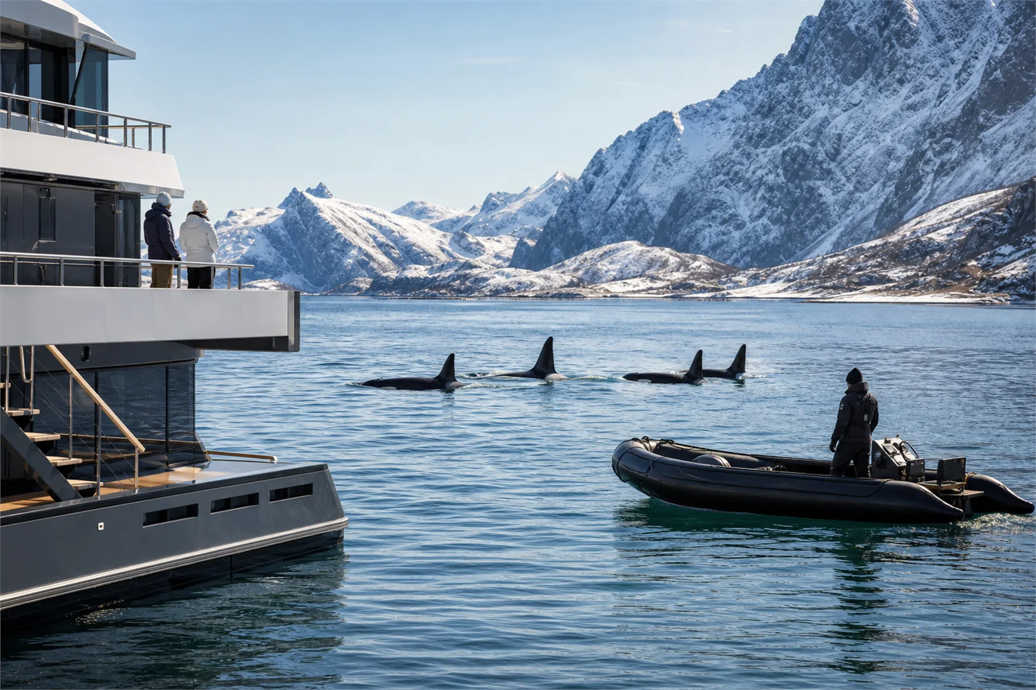 Schnorcheln mit Orcas und Walen im arktischen Norwegen: Panorama des exklusiven Reiseerlebnisses